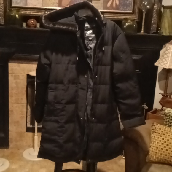 NWOT CENTRIGRADE OUTERWEAR black puffer coat w vertical front pockets & hoodie M - Picture 6 of 14